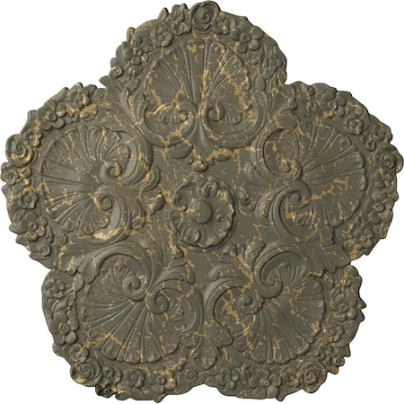 Ekena Millwork Shell Ceiling Medallion, Hand-Painted Witch Hazel Crackle, 25 5/8"OD x 1"P CM25SHWHC